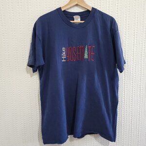 Vintage Yosemite Hike Embroidered Crewneck Shirt Navy Blue Size X-Large